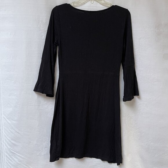 Boden Dress Womens 4 R Black Bell Sleeve Scoop Neck Miriam Stretch Jersey Y2K - Picture 5 of 10